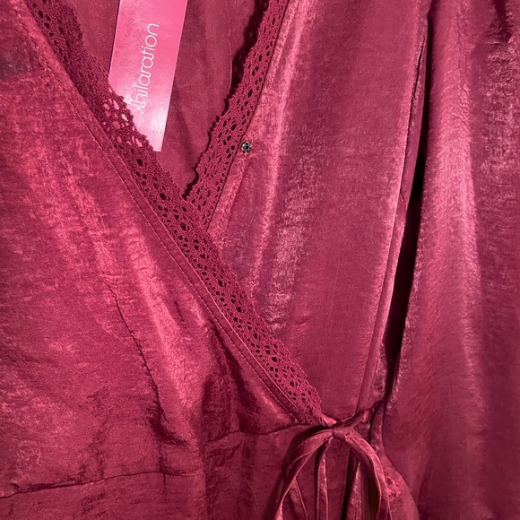 CLOSET CLEAN OUT *last chance Xhilaration Satin long Sleeve Wrap Dress NWT - Picture 4 of 5